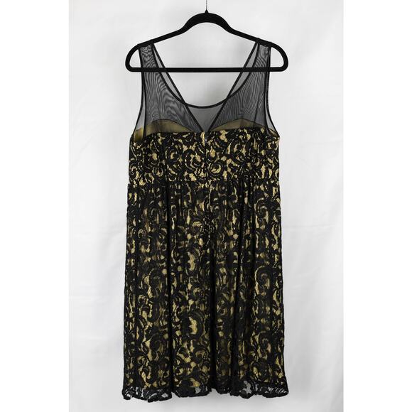 Torrid Size 16 Dress Cocktail Lace Overlay Gold Lining Black - Picture 2 of 9